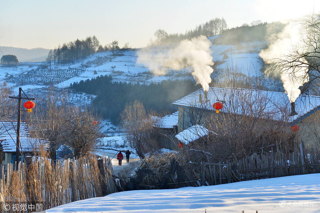 2018年12月28日,吉林白山,被大雪覆盖的临江市花山镇珍珠门村松岭屯