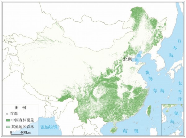 2018年中国森林分布图.