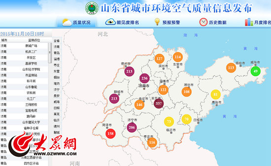 山东发布霾黄色预警 莱芜空气污染指数突破300大关