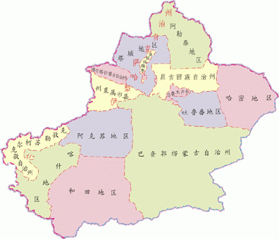 中国地图新疆放大图片